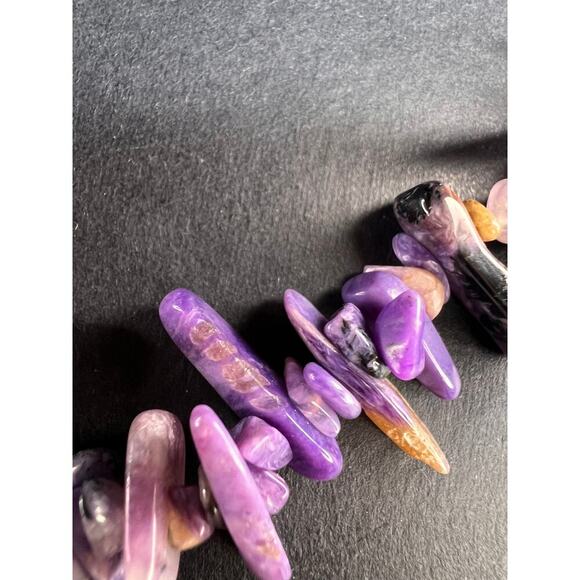 NEW charoite graduated chip beaded 20 inch necklace with stainless steel clasp - Picture 12 of 16